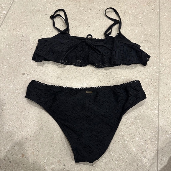 ROXY LADIES TWO PIECE BIKINI BLACK MEDIUM - Picture 3 of 5